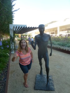 Karen and a statue