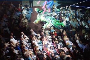 Flying over the audience