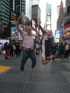 Jumping in Times Square