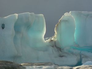 Light shining through the ice