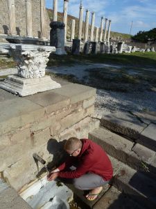 Reubs washing his hands in the spring