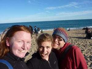 Shivering on the beach!