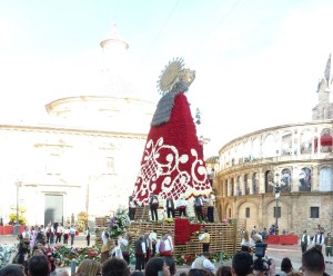 Mary covered in flowers