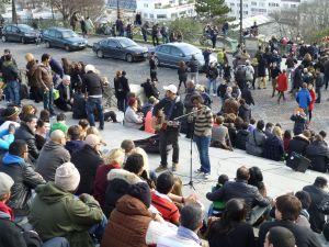Karaoke on the steps. A passable rendition of "No Woman, No Cry"!
