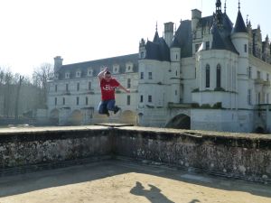 Jumping in the morning sun