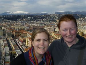 Karen and Sarah looking over Nice