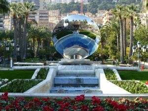 Reflection of the entrance to the casino