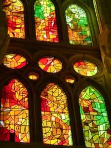 The stained glass windows