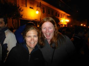 Karen and Sarah at the Nit del Foc