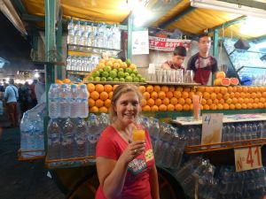 Drinking freshly squeezed OJ