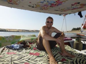 Reubs relaxing on board