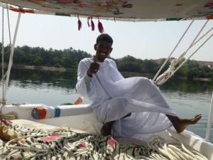 Nega sailing the felucca