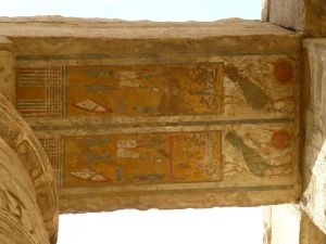 Looking up at the preserved paintings