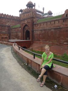 Karen outside the gate