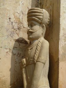 One of the sculptures scattered around