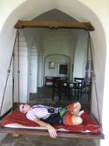 Reubs in the room of the swings