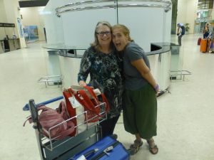 Happily reunited at the airport