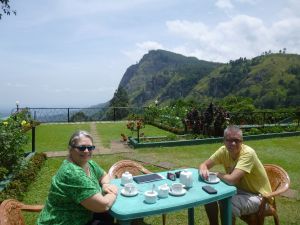 Reubs and Mum drinking tea