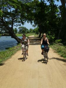 Julie and Karen biking