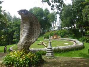 Bamboo snake outside the temple