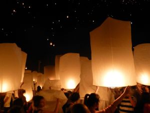Lanterns before being released