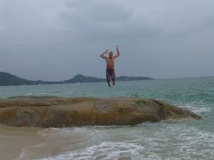 Reuben jumps at Lamai beach